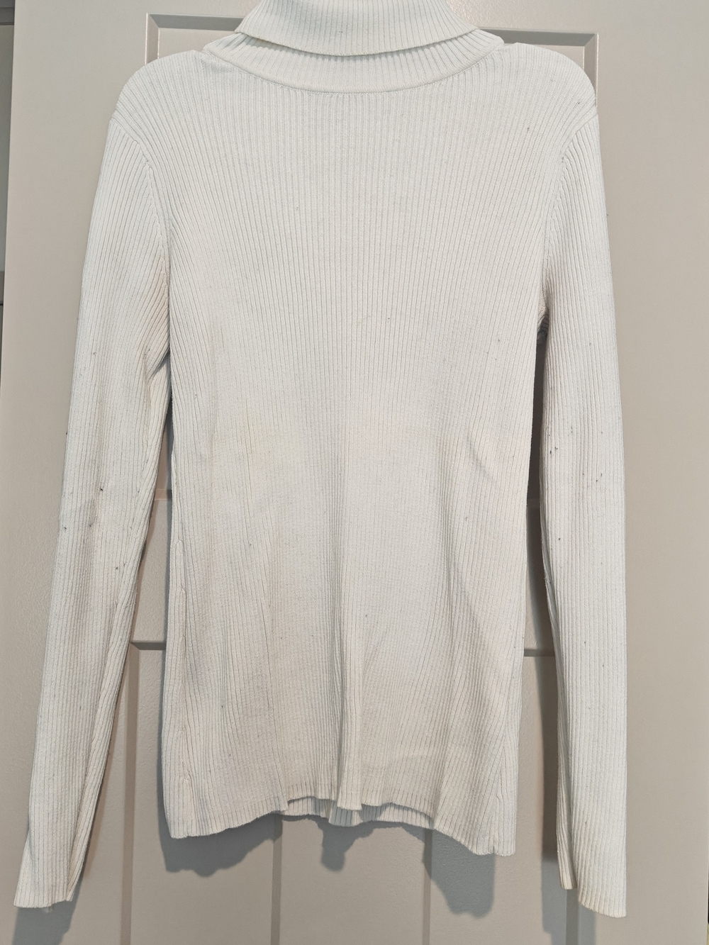 Basic Editions Off White Ribbed Knit Turtleneck